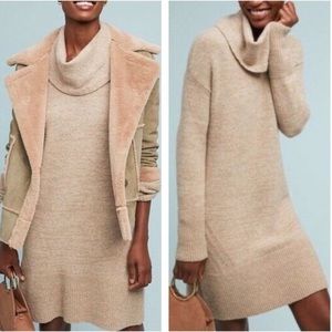 Anthropologie Cowl Neck Wool Blend Sweater Mini Dress